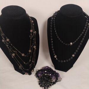 Curated Vintage Y2K Dark Romance Glam Necklace Bracelet Set - Emo Goth Vibes
